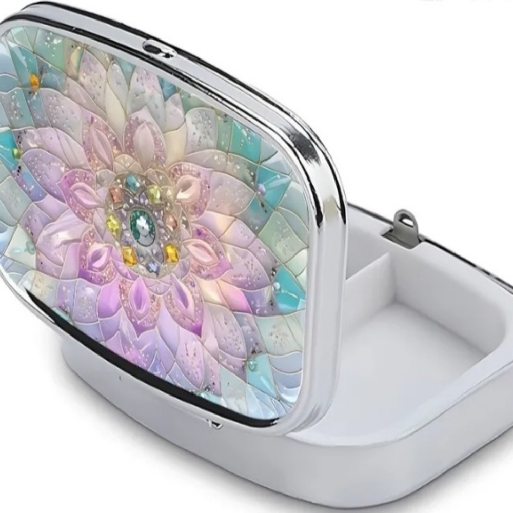 Travel Pill Box 2 Compartments Pastel Flower - Picture 4 of 6